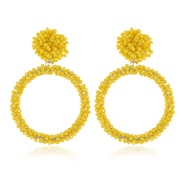 ( yellow White k)  retro occidental style temperament ear stud  fashion handmade beads Acrylic earrings arring
