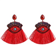 ( red)Korea womanins exaggerating personality big eyes tassel ear stud fashion retro diamond Earring earrings