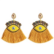 ( yellow)Korea womanins exaggerating personality big eyes tassel ear stud fashion retro diamond arring earrings