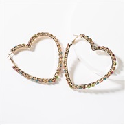 ( Color)occidental style heart-shaped Rhinestone fully-jewelled earrings woman temperament super Earringearrings