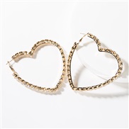 ( Gold)occidental style heart-shaped Rhinestone fully-jewelled earrings woman temperament super arringearrings