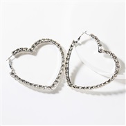 ( Silver)occidental style heart-shaped Rhinestone fully-jewelled earrings woman temperament super arringearrings