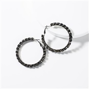 occidental style exaggerating temperament black Rhinestone big circle circle diamond earrings woman trend fashionear