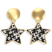 (black and white)autumn brief trend Five-pointed star Alloy plates earrings  geometry star earring