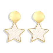 ( white)autumn brief trend Five-pointed star Alloy plates earrings  geometry star earring
