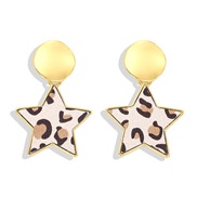 ( apricot/ brown Five pointed star )autumn brief trend Five-pointed star Alloy plates earrings  geometry star earring