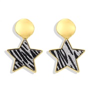 ( black/ gray Five pointed star )autumn brief trend Five-pointed star Alloy plates earrings  geometry star earring