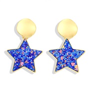 ( blue Five pointed star )autumn brief trend Five-pointed star Alloy plates earrings  geometry star earring