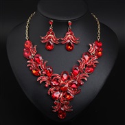 ( red)  super flowers occidental style crystal necklace earrings set bride