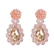 ( Pink)Acrylic earrings occidental style exaggerating creative crystal drop earring arring