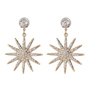 occidental style exaggerating gold sun flower earrings  fashion personality creative Alloy diamond earring