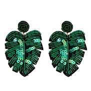 ( green)occidental style creative earrings personality brief eaf beads ear stud woman exaggerating personality