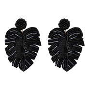 ( black)occidental style creative earrings personality brief eaf beads ear stud woman exaggerating personality