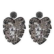 ( Silver)occidental style creative earrings personality brief eaf beads ear stud woman exaggerating personality