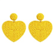 ( yellow) beads ear stud personality creative heart-shaped beads earrings Double surface