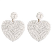 ( white) beads ear stud personality creative heart-shaped beads earrings Double surface