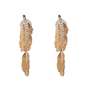 all-Purpose gold feather woman ear stud occidental style personality temperament brief earrings