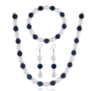 ( Black +)occidental style fashion brief imitate Pearl three necklace  all-Purpose multicolor clavicle chain