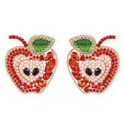 ( red) fruits apple earrings ear stud diamond personality occidental style