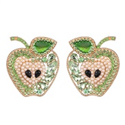 ( green) fruits apple earrings ear stud diamond personality occidental style