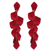 ( red)trend fashion all-Purpose color petal flowers ear stud temperament long style exaggerating big earrings Earring wo