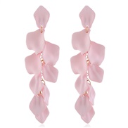 ( Pink)trend fashion all-Purpose color petal flowers ear stud temperament long style exaggerating big earrings arring wo