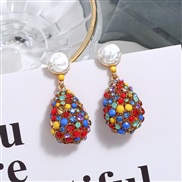 ( Gold)three-dimensional drop Metal diamond earrings woman occidental style exaggerating creative earring