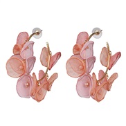 ( Pink)Korean style fashion arring wind Chiffon flowers color spring style ear stud earrings