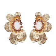 ( brown) occidental style exaggerating Alloy flowers earrings woman fashion Autumn and Winter style ear stud