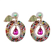 ( Color)UR fashion fruits earrings fully-jewelled hollow drop arring occidental style wind earring Modeling