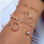 occidental style trend  all-Purpose concise Meniscus branches and leaves concise circle fitting four bracelet ba