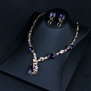(purple)necklace woman clavicle chain occidental style crystal gem clavicle chain personality earrings bracelet ring fou