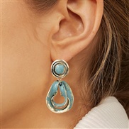 ( blue) geometry exaggerating Metal gold earrings woman occidental style long style earring