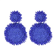( blue)occidental style geometry Round ear stud beads tassel retro arring fine high-end elegant earrings