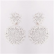 ( white)occidental style geometry Round ear stud beads tassel retro arring fine high-end elegant earrings