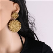 ( Gold)occidental style geometry Round ear stud beads tassel retro arring fine high-end elegant earrings