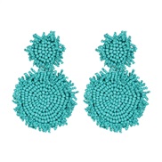 ( blue)occidental style geometry Round ear stud beads tassel retro arring fine high-end elegant earrings