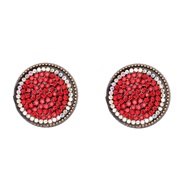 ( red) occidental style geometry Round ear stud diamond retro Earring earrings