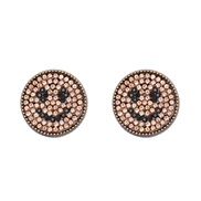 ( Pink) occidental style geometry Round ear stud diamond retro arring earrings