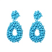 ( blue) occidental style Korean style beads geometry earrings exaggerating earring woman style