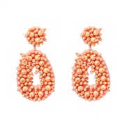 ( Pink) occidental style Korean style beads geometry earrings exaggerating earring woman style
