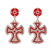 ( red) Word earrings high-end Alloy diamond earrings