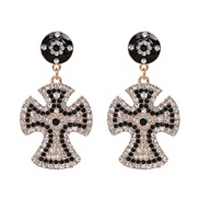 ( black) Word earrings high-end Alloy diamond earrings