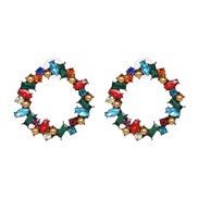 ( Color) new fully-jewelled circle earrings occidental style wind lady ear stud