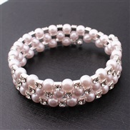 Korea bride fully-jewelled elasticity bracelet  multilayer Pearl Rhinestone twining bracelet bangle