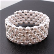 Korea bride fully-jewelled elasticity bracelet  multilayer Pearl Rhinestone twining bracelet bangle