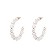 (-Small)Korean style style geometry circle ear stud  temperament fashion Pearl earrings Earring woman