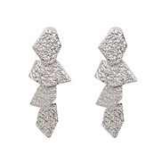 ( Silver) geometry eaf tassel earring fashion temperament Alloy ear stud