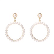 Korean style style geometry circle ear stud  temperament fashion Pearl earrings Earring woman