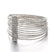 ( Silver)occidental style trend  bangle  Metal textured multilayer bangle  fashion all-Purpose diamond